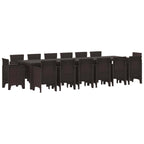 Garten Essgruppe 15 pcs Braun Polt Rattan