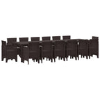 Garten Essgruppe 15 pcs Braun Polt Rattan