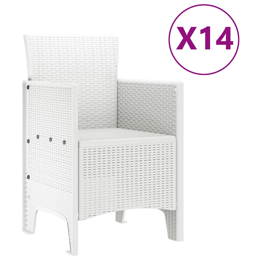 Garten Essgruppe 15 pcs Weiß Polt Rattan