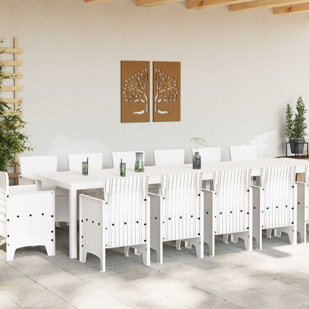 Garten Essgruppe 15 pcs Weiß Polt Rattan