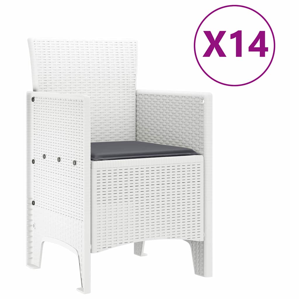 Garten Essgruppe 15 pcs Weiß Polt Rattan
