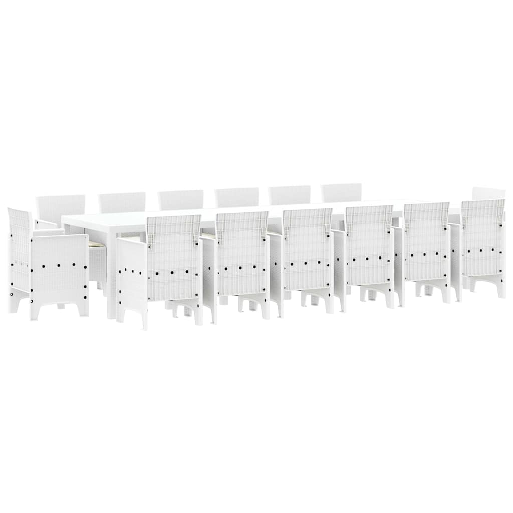 Garten Essgruppe 15 pcs Weiß Polt Rattan