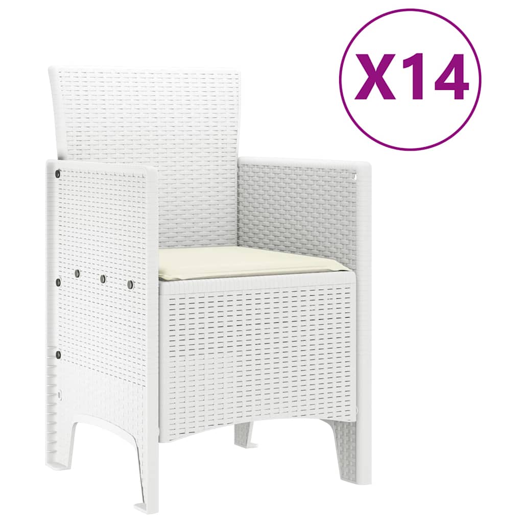 Garten Essgruppe 15 pcs Weiß Polt Rattan