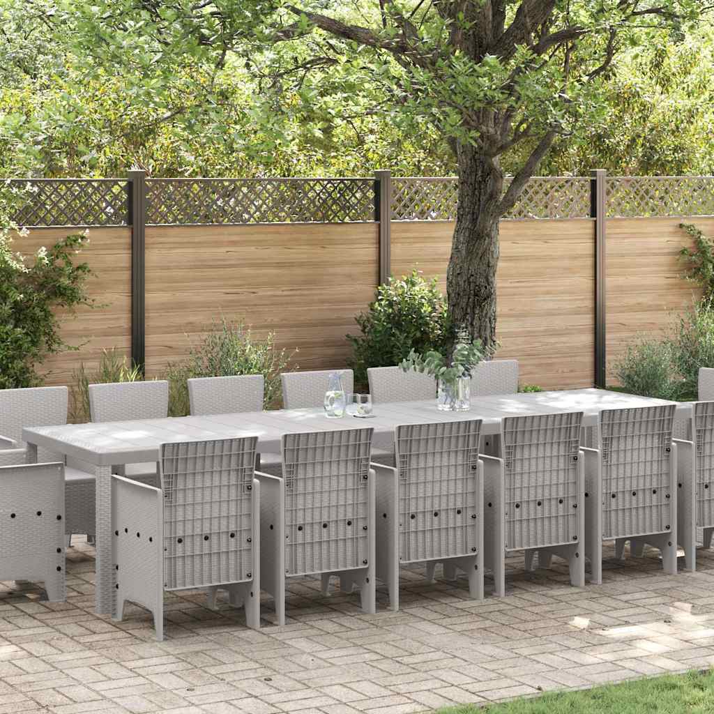 Garten Essgruppe 15 pcs Hellgrau Polt Rattan