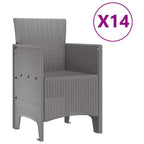 Garten Essgruppe 15 pcs Hellgrau Polt Rattan