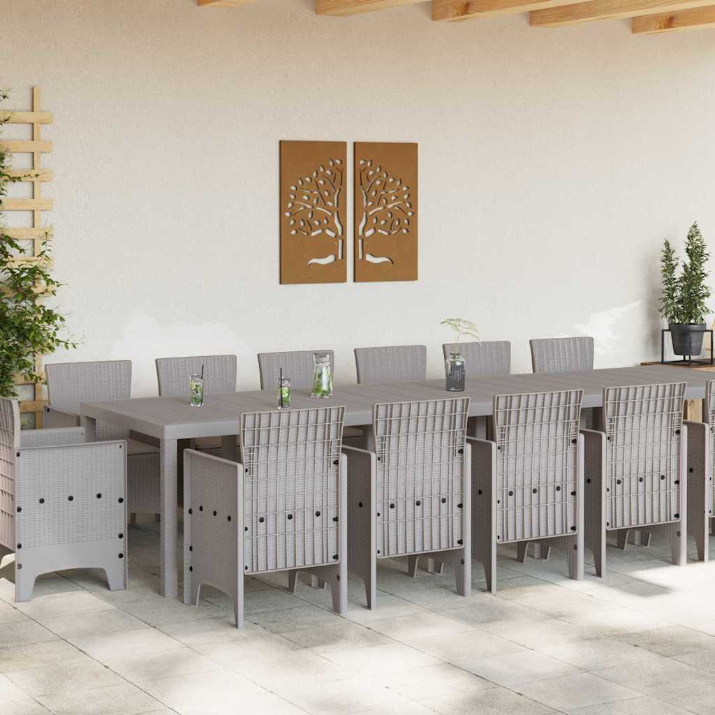 Garten Essgruppe 15 pcs Hellgrau Polt Rattan