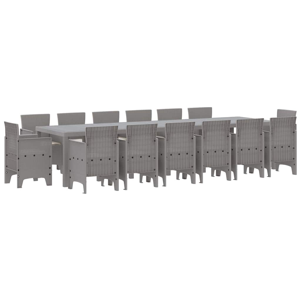 Garten Essgruppe 15 pcs Hellgrau Polt Rattan