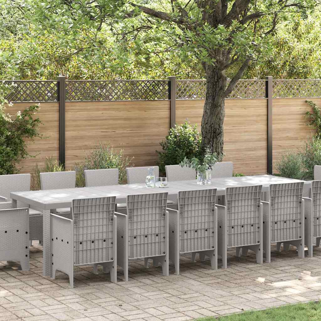 Garten Essgruppe 15 pcs Hellgrau Polt Rattan