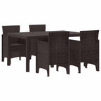 Garten Essgruppe 5 pcs Braun Polt Rattan