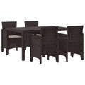 Garten Essgruppe 5 pcs Braun Polt Rattan