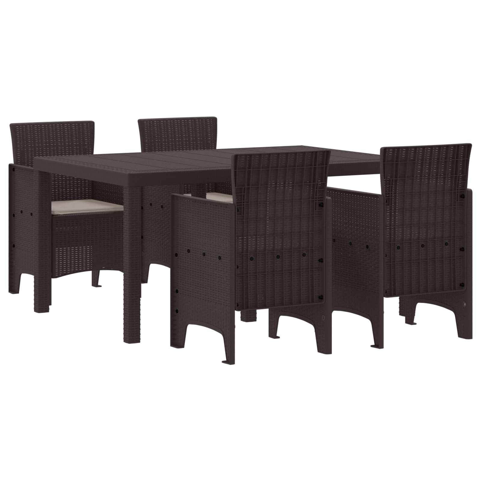 Garten Essgruppe 5 pcs Braun Polt Rattan