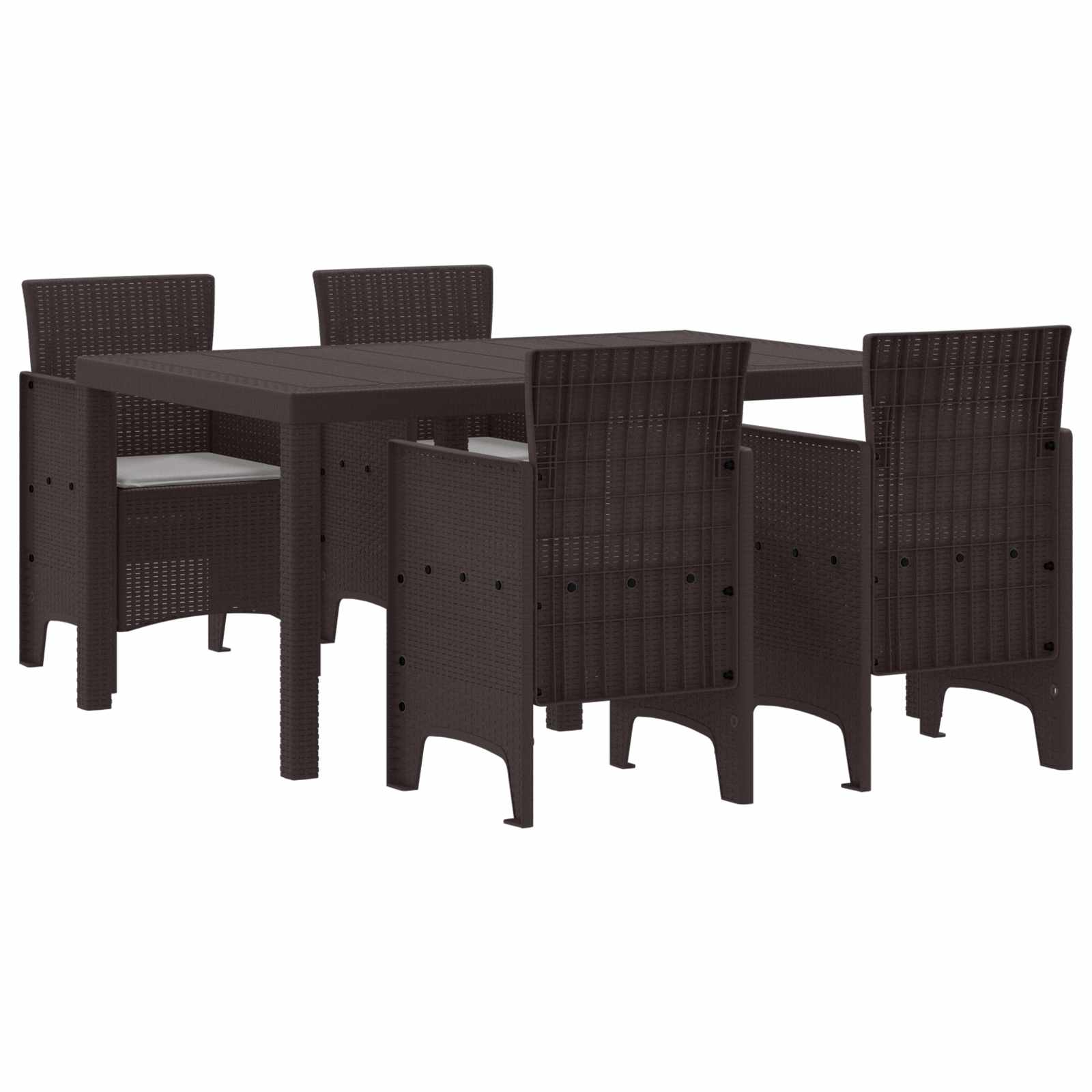 Garten Essgruppe 5 pcs Braun Polt Rattan