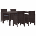 Garten Essgruppe 5 pcs Braun Polt Rattan