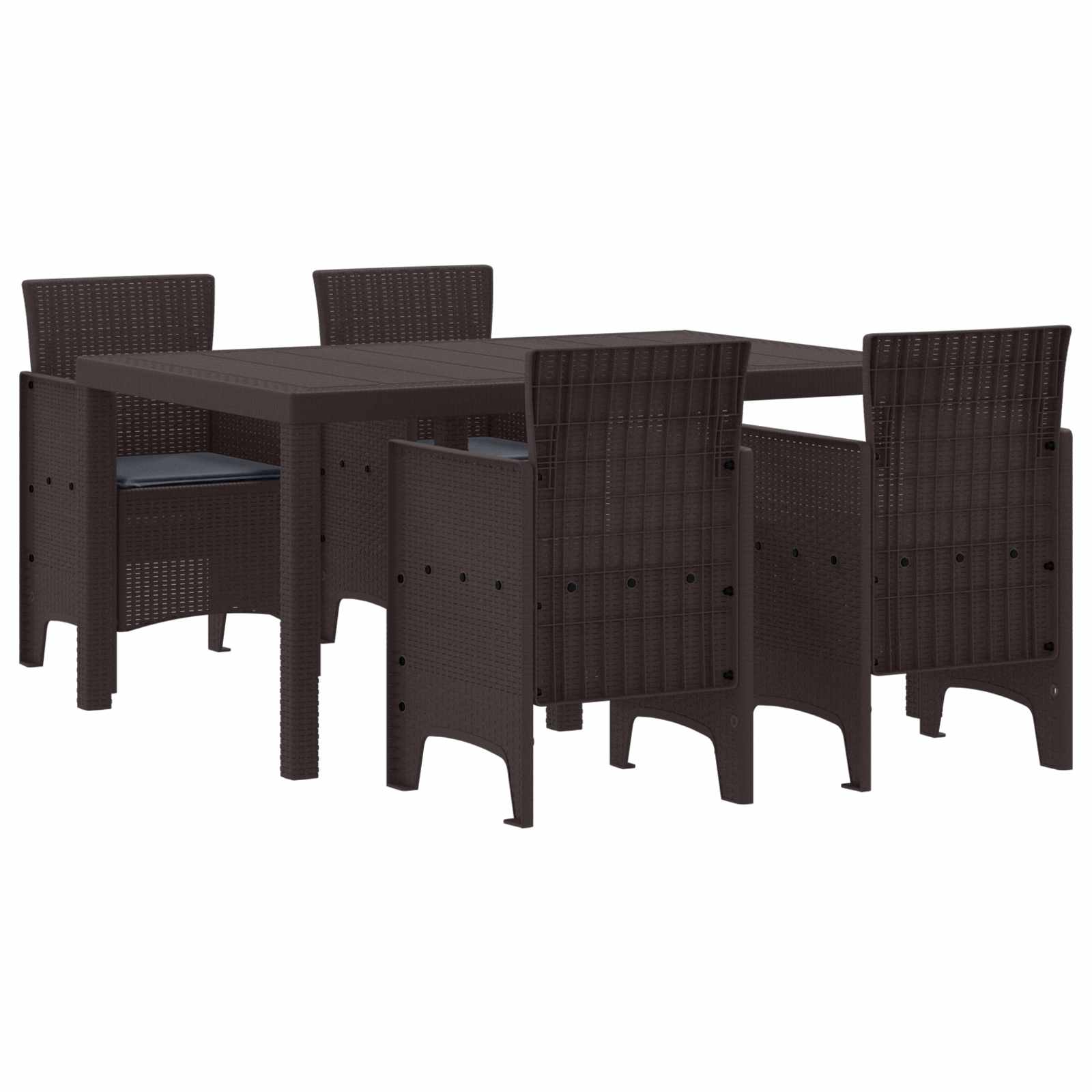 Garten Essgruppe 5 pcs Braun Polt Rattan