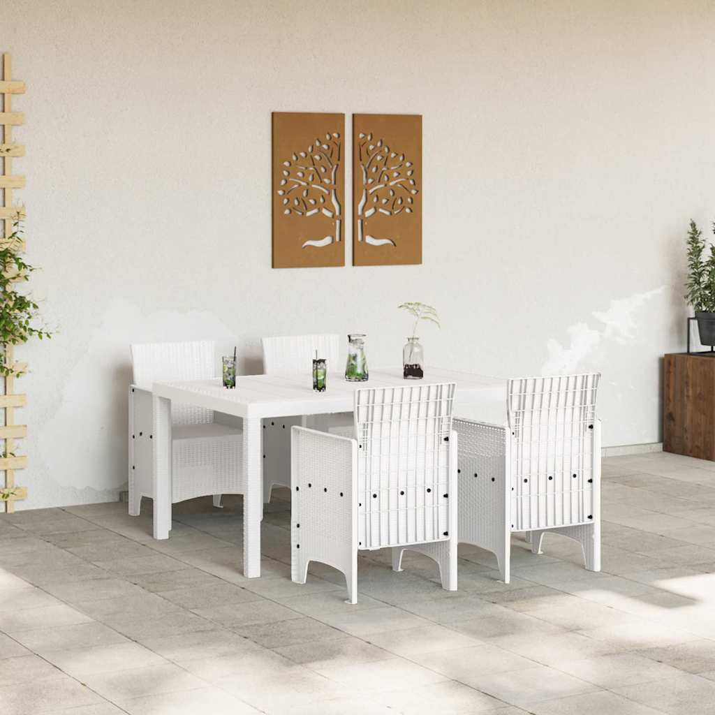 Garten Essgruppe 5 pcs Weiß Polt Rattan