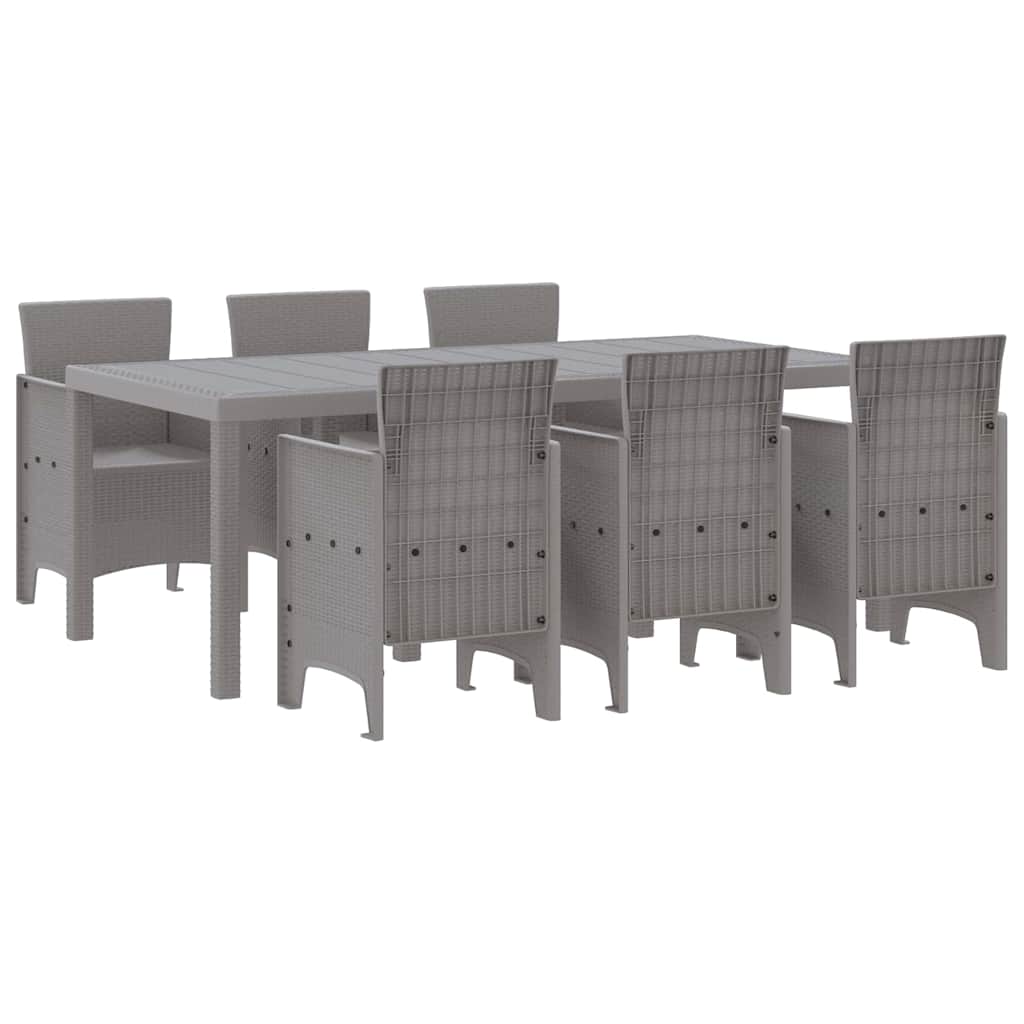 Garten Essgruppe 7 pcs Hellgrau Polypropylen