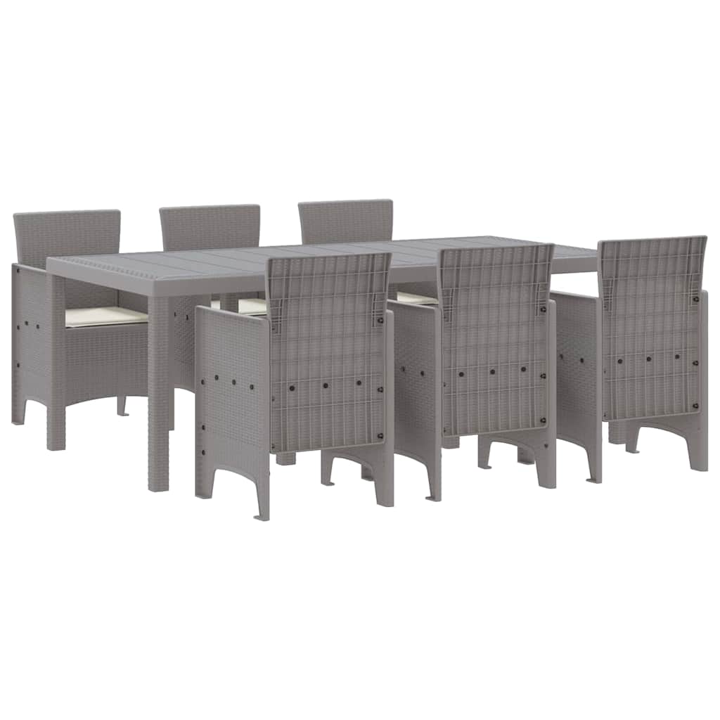 Garten Essgruppe 7 pcs Hellgrau Polypropylen