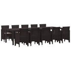 Garten Essgruppe mit Kissen 11 pcs Braun und Taupe Poly Rattan