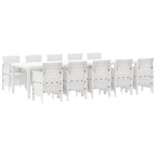 Garten Essgruppe 11 pcs Weiß Rattan und Stahl