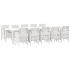 Garten Essgruppe 11 pcs Weiß und Taupe Kunststoff-Rattan