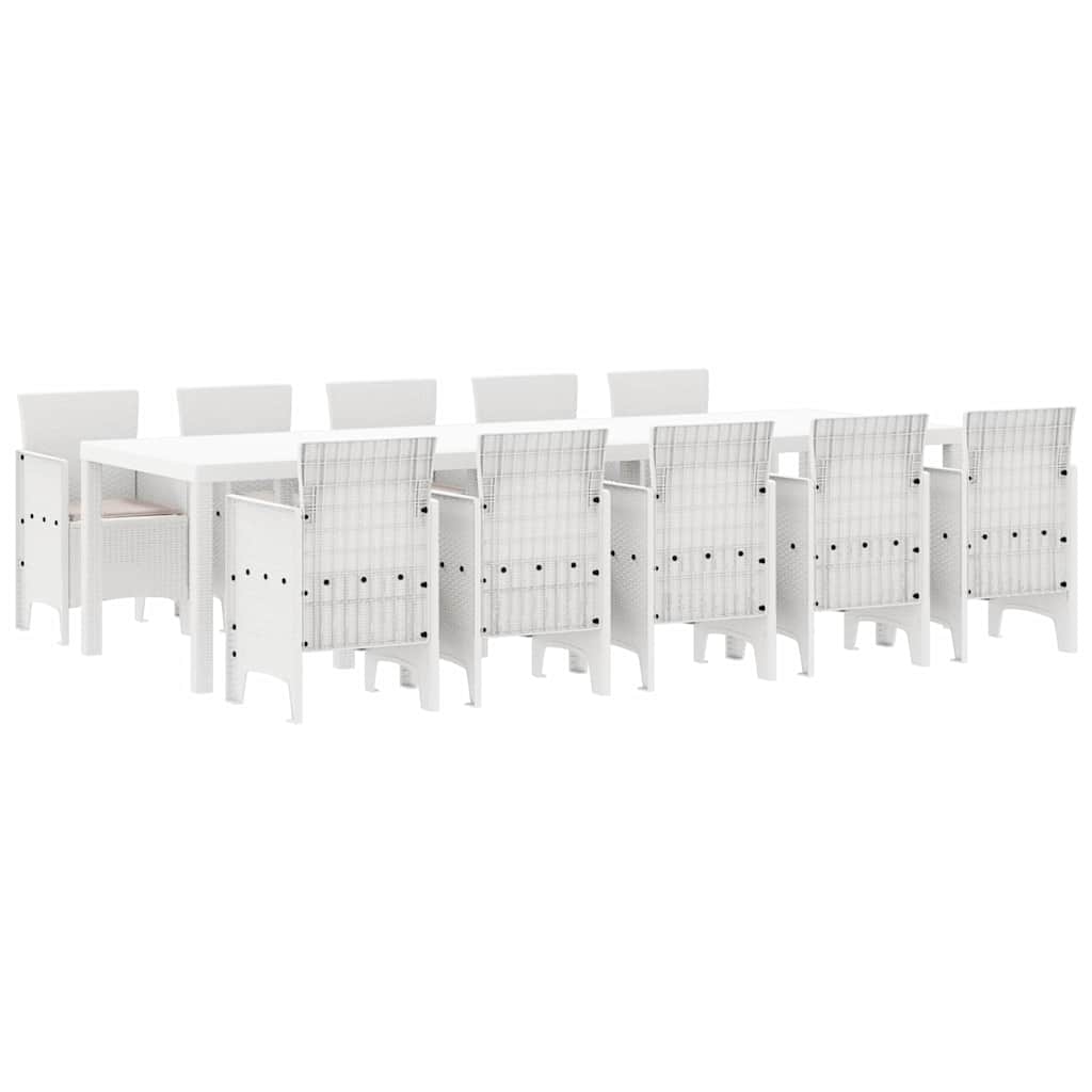 Garten Essgruppe 11 pcs Weiß und Taupe Kunststoff-Rattan