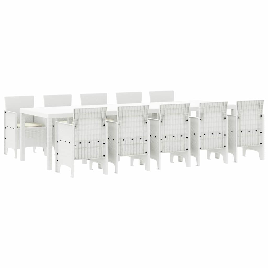 Garten Essgruppe mit Kissen 11 pcs Weiß Poly-Rattan und Stahl