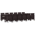 Garten Essgruppe 13 pcs Braun Polt Rattan