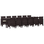 Garten Essgruppe 13 pcs Braun Polt Rattan
