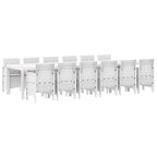 Garten Essgruppe 13 pcs Weiß Polt Rattan