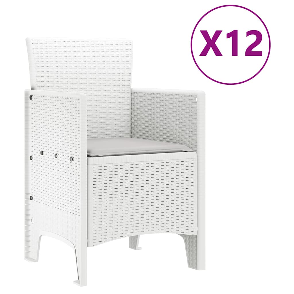 Garten Essgruppe 13 pcs Weiß Polt Rattan