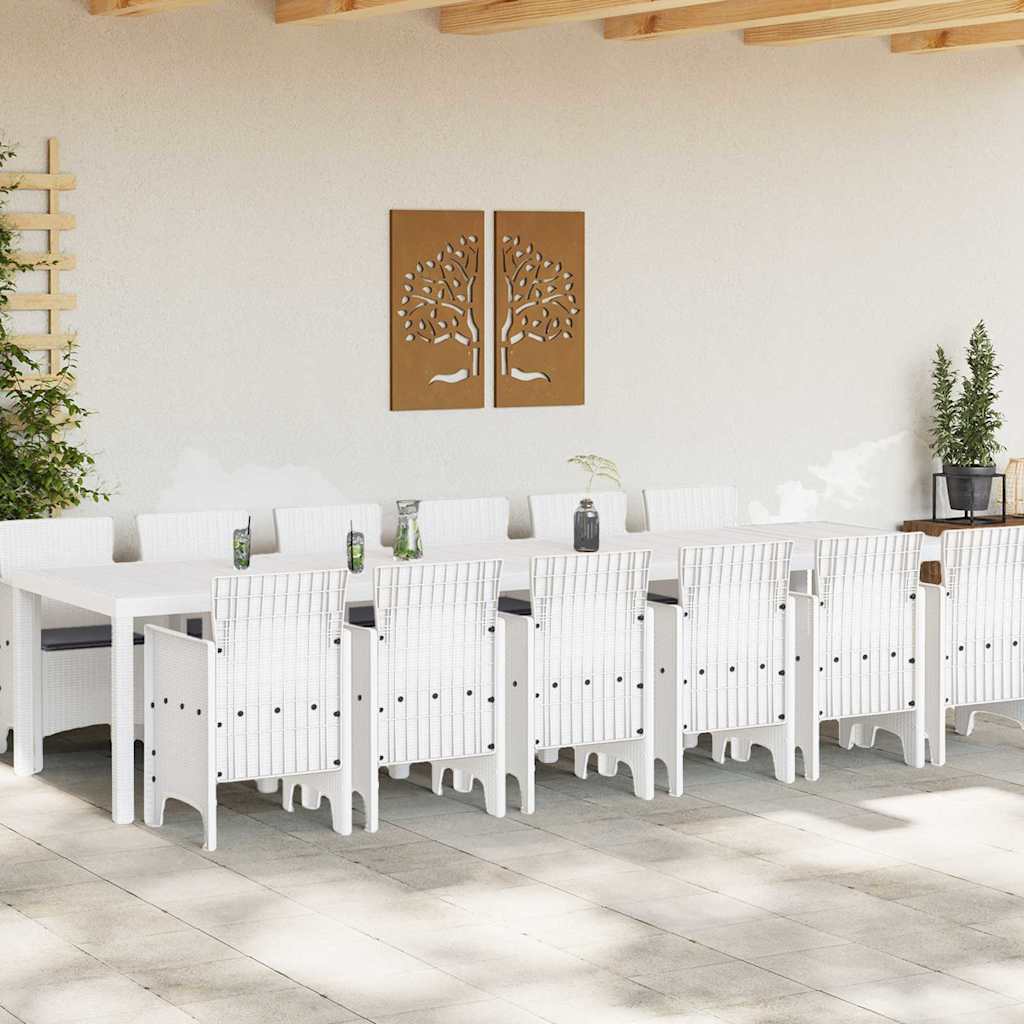 Garten Essgruppe 13 pcs Weiß Polt Rattan