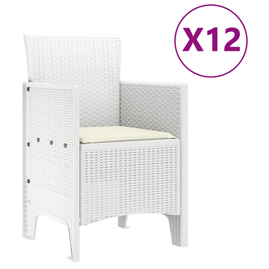 Garten Essgruppe 13 pcs Weiß Polt Rattan