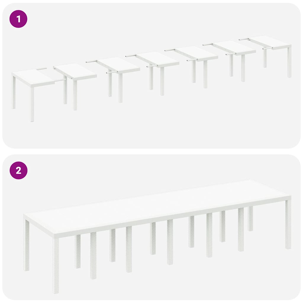 Garten Essgruppe 13 pcs Weiß Polt Rattan