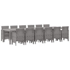 Garten Essgruppe 13 pcs Hellgrau Polt Rattan