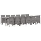 Garten Essgruppe 13 pcs Hellgrau Polt Rattan