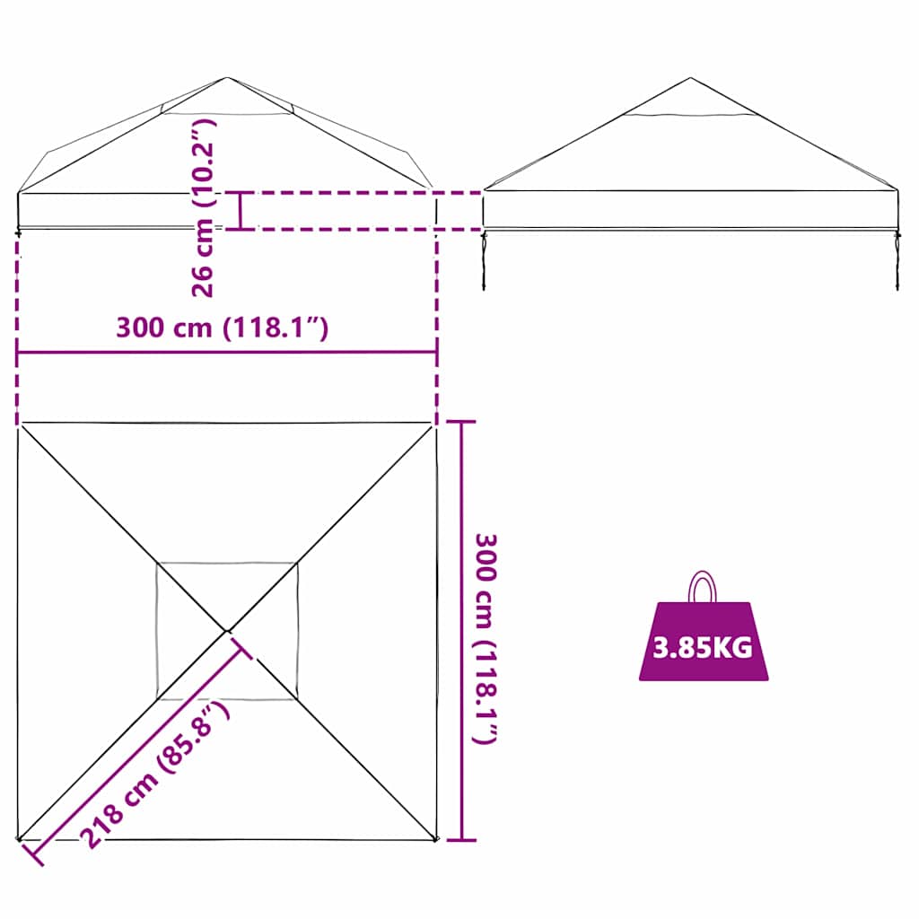 Ersatzbezug für Pavillon Transparent 300 x 300 x 26 cm PVC