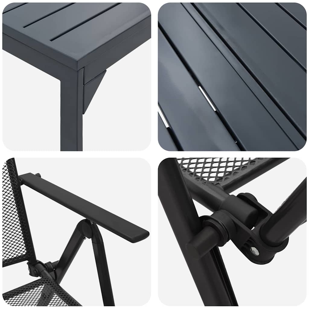 Garten Essgruppe 7 pcs Anthrazit Pulverbeschichteter Stahl