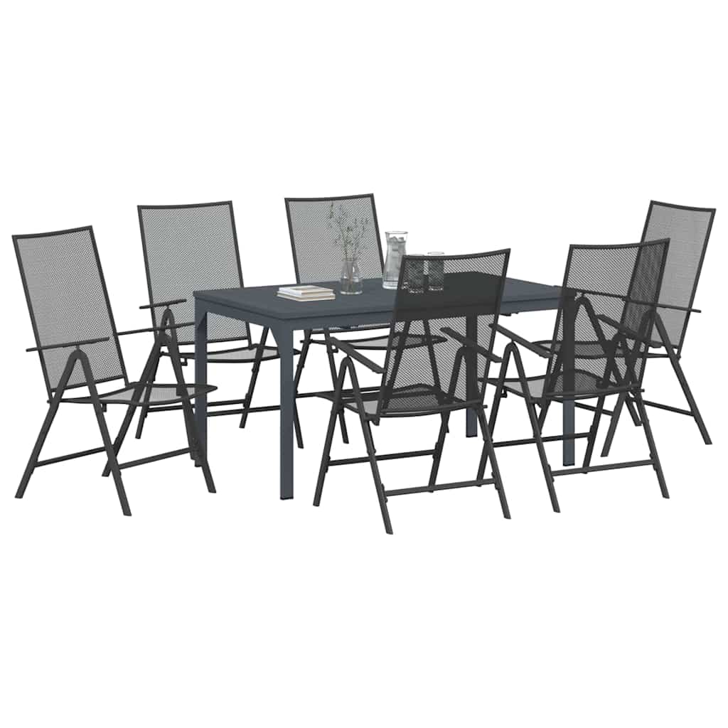 Garten Essgruppe 7 pcs Anthrazit Pulverbeschichteter Stahl