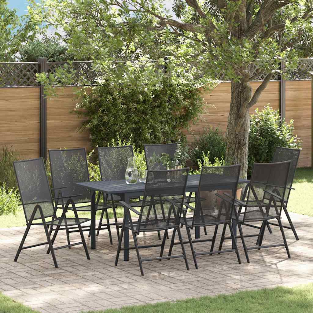 Garten Essgruppe 9 pcs Anthrazit Pulverbeschichteter Stahl
