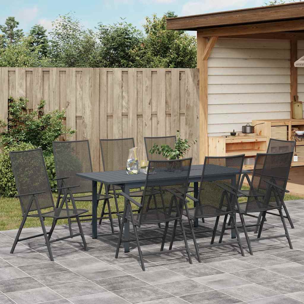 Garten Essgruppe 9 pcs Anthrazit Pulverbeschichteter Stahl