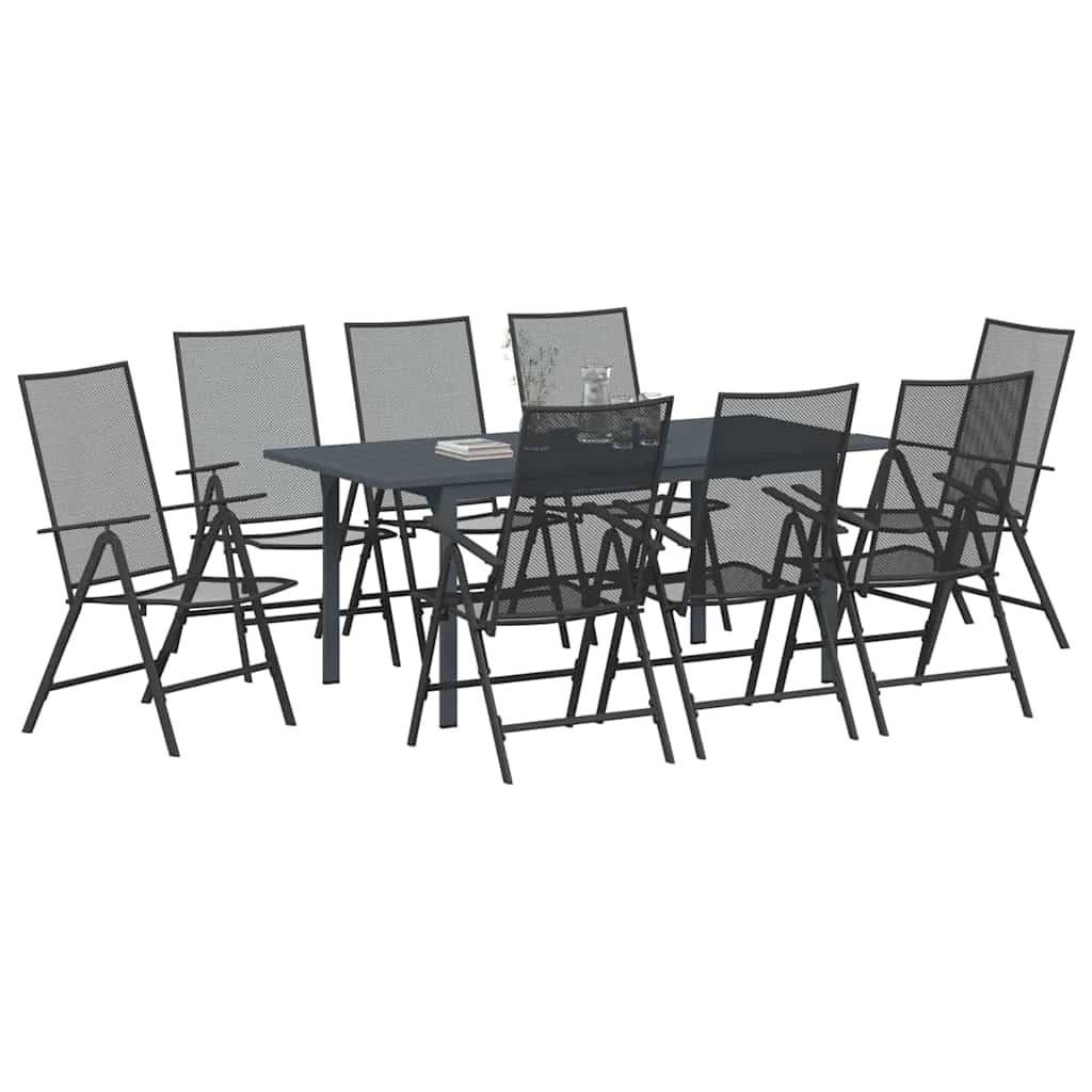 Garten Essgruppe 9 pcs Anthrazit Pulverbeschichteter Stahl