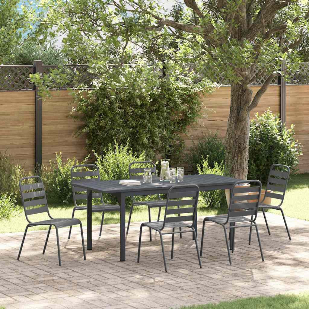 Garten Essgruppe 7 pcs Anthrazit Pulverbeschichteter Stahl