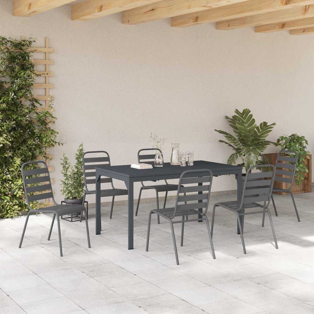 Garten Essgruppe 7 pcs Anthrazit Pulverbeschichteter Stahl