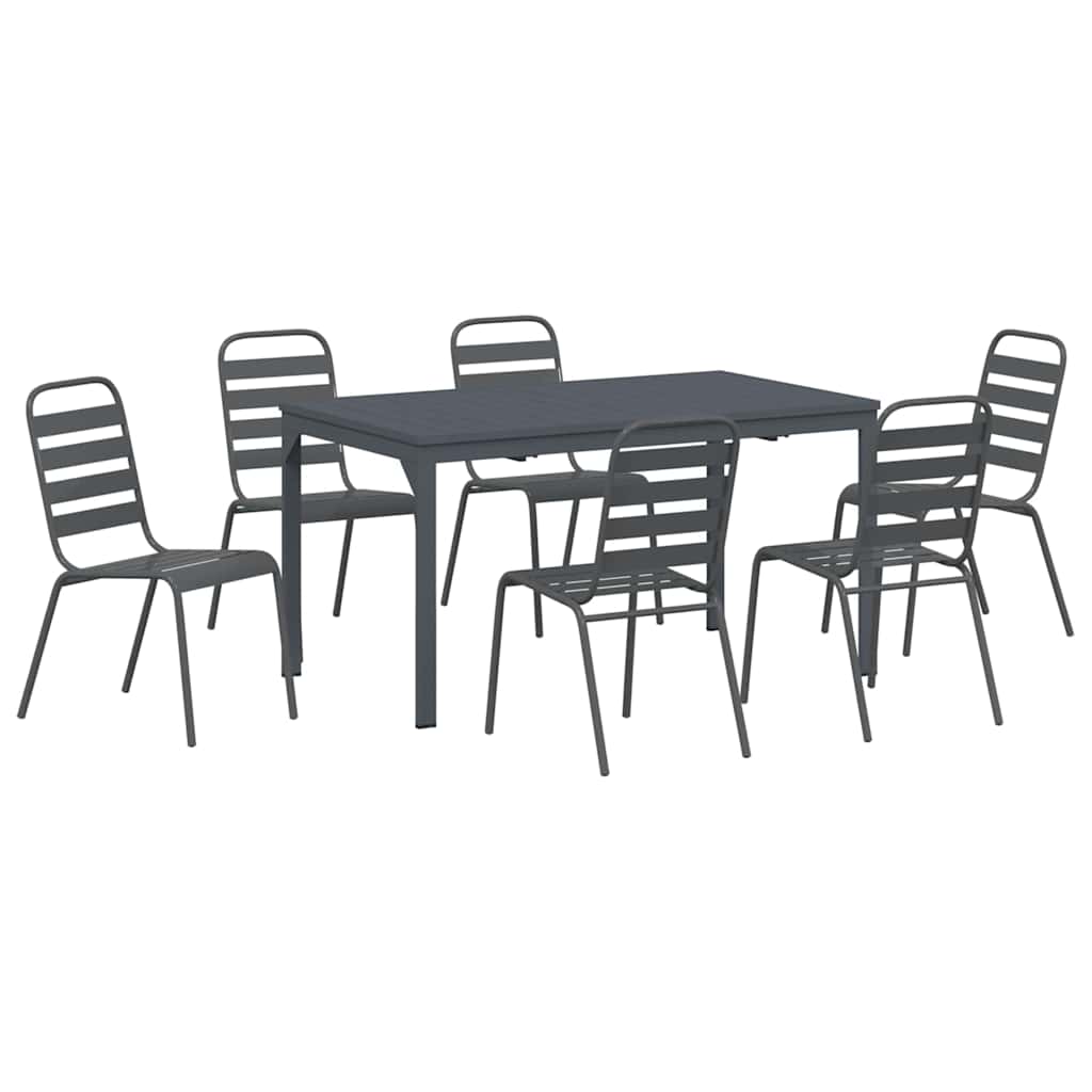 Garten Essgruppe 7 pcs Anthrazit Pulverbeschichteter Stahl