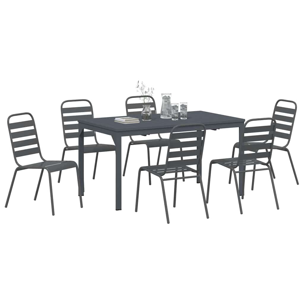Garten Essgruppe 7 pcs Anthrazit Pulverbeschichteter Stahl