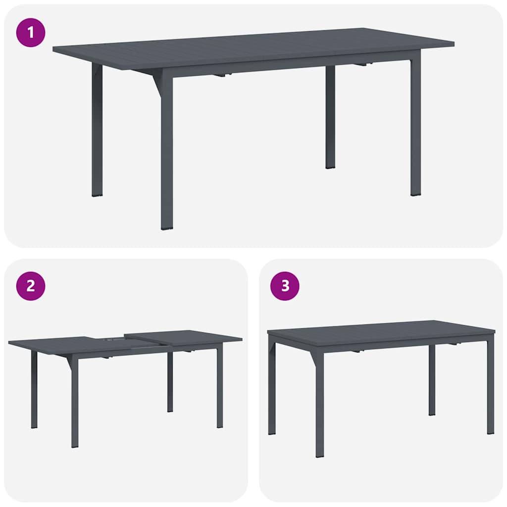 Garten Essgruppe 9 pcs Anthrazit Pulverbeschichteter Stahl
