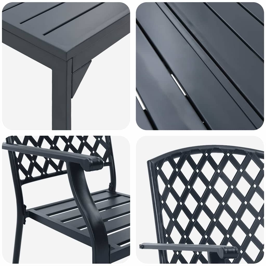 Garten Essgruppe 7 pcs Anthrazit Pulverbeschichteter Stahl