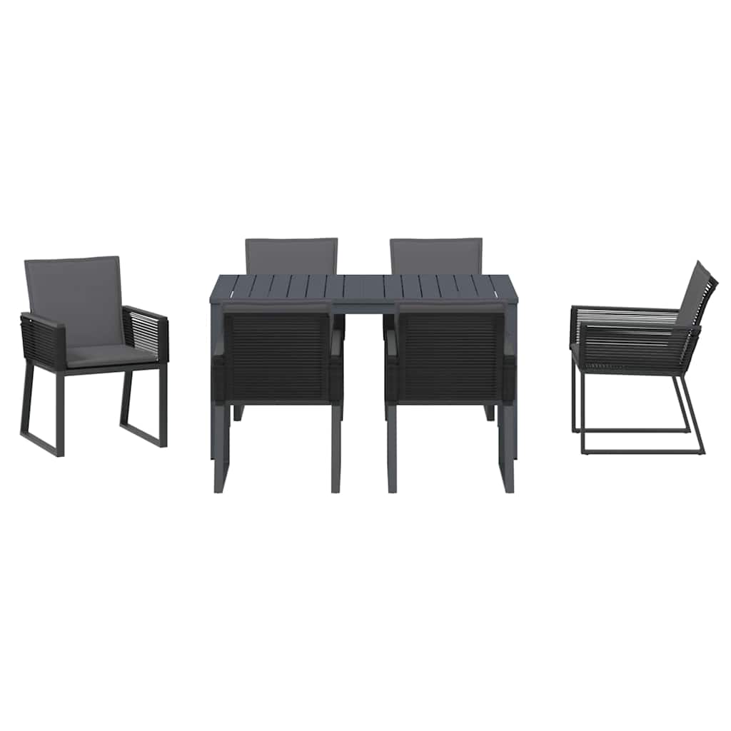 Garten Essgruppe 7 pcs Anthrazit Poly-Rattan