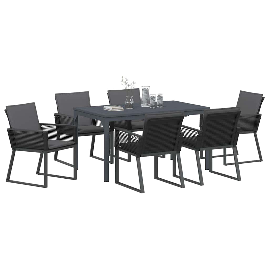 Garten Essgruppe 7 pcs Anthrazit Poly-Rattan