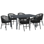 Garten Essgruppe 7 pcs Schwarz Poly-Rattan